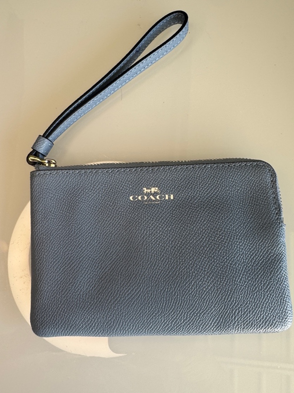Coach Leather Wristlet in Light Blue
